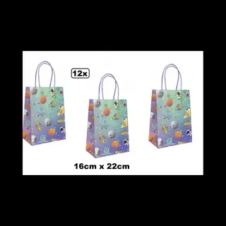 Wefiesta 12x Koordtas Space 16cm X 22cm - Ruimte - Goodiebag Papieren Draagtas Tas|koord Festival Kado Themafeest Party Geschenken Verjaardag