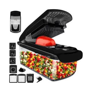 Toivo Kitchen Groentesnijder - Multifunctioneel - Zwart - 11 In 1 Keuken Mandoline - Handmatig - Keukensnijder - Uiensnijder - Spiraalsnijder -