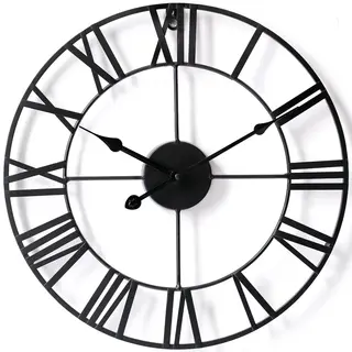 Wandklok Industrieel – Stil Uurwerk – Moderne Wandklok – Metaal – Ø 70cm – Zwart