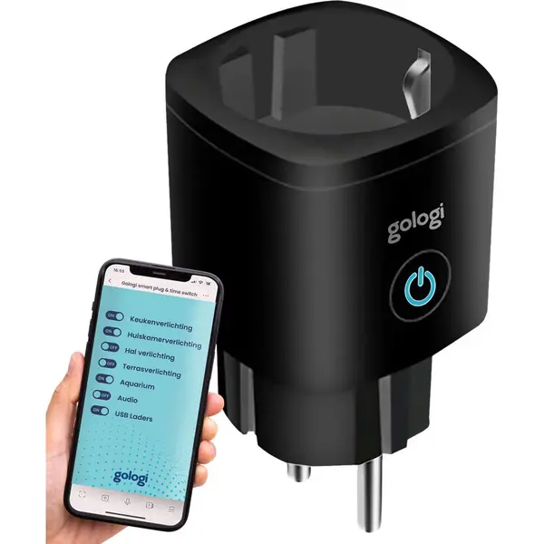 Gologi Smart Plug - Smart Plug - Zeitschaltuhr & Energiezähler - Wifi - Google Home & Amazon Alexa - Schwarz thumbnail
