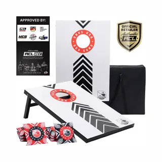Wicked Wood Games – Cornhole Set “Red Zone” – 90x60 Cm – Inclusief 2 Boards, 8 Zakjes En Draagtas – Officieel Acl Gecertificeerd