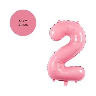Cijfer Ballonnen - Nummer 2 - Roze - 82 Cm - Helium Ballon - Fienosa- Leeftijd Verjaardag - Verjaardagsballon - Verjaardag