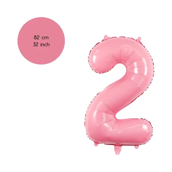Cijfer Ballonnen - Nummer 2 - Roze - 82 Cm - Helium Ballon - Fienosa- Leeftijd Verjaardag - Verjaardagsballon - Verjaardag thumbnail