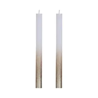 Comforder Gouden Spray Dinerkaarsen Set Van 2 - H.25 Cm - Lange Kaarsen Goud Wit