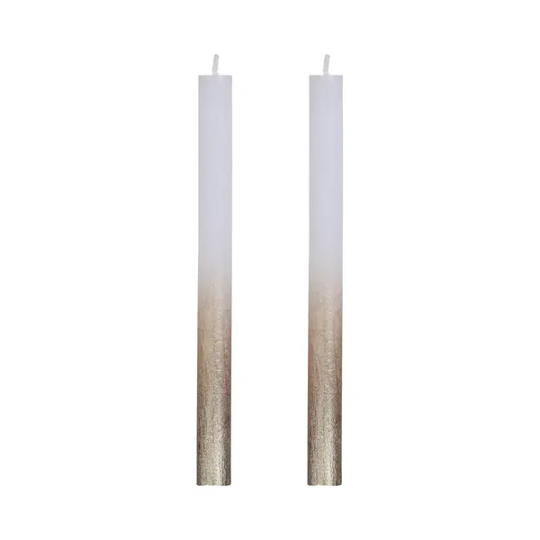 Comforder Gouden Spray Dinerkaarsen Set Van 2 - H.25 Cm - Lange Kaarsen Goud Wit thumbnail
