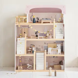 Petite Amelie Petite Amélie Poppenhuis La Lyonnaise – Incl. 19 Poppenmeubels – Vier Verdiepingen Met Illustraties – Gemaakt Van Hout – H. 80 Cm