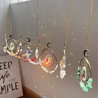 Wondersathome Suncatcher Gemstone Rose Quartz - Kristal Zonnevanger - Raamdecoratie - Rozenkwarts - Rose Quartz - Edelsteen - Spiritueel - Boho - Bohemian