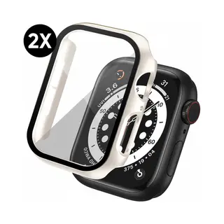 Podec Gehäuse Passend Für Apple Watch Series 4 / 5 / 6 / Se / Se 2 / Se 3 - 40 Mm Displayschutzfolie - 2 Stück - Full Cover Hard Case - Starlight
