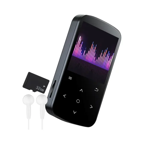 Nuvance - MP3-Player Mit Touchscreen Und Bluetooth - Inkl. Ohrhörer Und 32GB Sd-Karte - Mit Clip - Digitaler Sprachrekorder - Mit Fm-Radio - Schwarz thumbnail