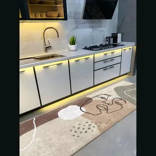 De Groen Home Vloerkleed 65x180cm - Keukenloper - Vrouwensilhouet - Halloper - Wasbaar Antislip Zacht Tapijt