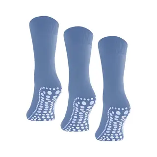 Budino® Huissokken Anti Slip Set - 3 Paar - Dikke Antislip Sokken - Gripsokken - Dikke Yoga Pilates Sokken - Maat 39-42 - Dark Jeans Blauw