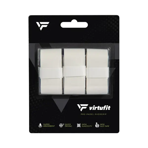 VirtuFit Pro Padel Overgrip - Wit - Set Van 3 - Vochtabsorberend Pu-materiaal thumbnail