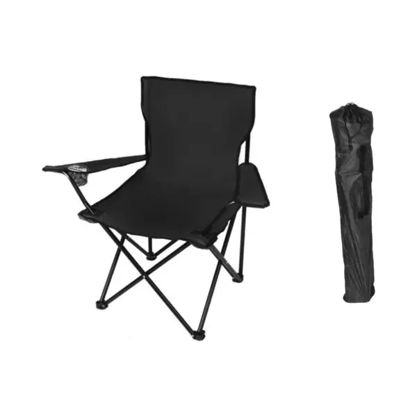 Campingstoel Vouwstoel Vissersstoel - Viskrukje - Kampeerstoel - Klapstoel - Draaggewicht 100kg - Opvouwbare Stoel - Zwart thumbnail