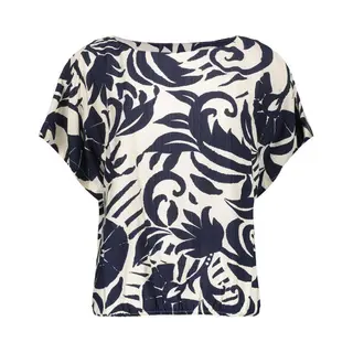 Geisha T-shirt Top Flower Bi Color 63236 26 Navy/off-white Dames Maat - Xxl