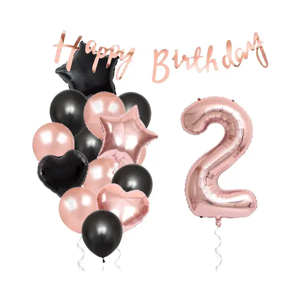 Snoes Ballonnen 2 Jaar Feestpakket – Versiering – Verjaardag Set Liva Rose Cijferballon 2 Jaar -Heliumballon thumbnail