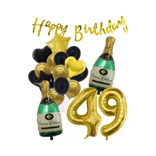 49 Jaar Verjaardag Cijferballon 49 - Feestpakket Snoes Ballonnen Pop The Bottles - Zwart Goud Groen Versiering