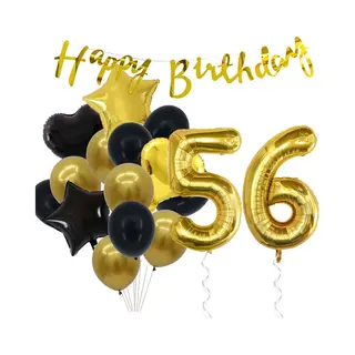 Snoes Ballonnen 56 Jaar Feestpakket – Versiering – Verjaardag Set Goldie Cijferballon 56 Jaar -Heliumballon