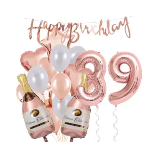 Snoes Cijferballon 39 Jaar - Verjaardag Feestpakket Rose White Versiering