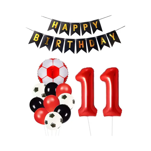 Cijfer Ballon 11 | Snoes Champions Voetbal Plus - Ballonnen Pakket | Rood En Zwart thumbnail
