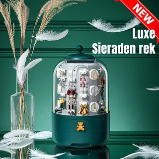Allernieuwste.nl® Luxe Sieraden Rek Opberg Display Oplossing - Voor Oorbellen, Kettingen, Armbanden, Strikjes - 9 Lades - Roterend Stofvrij - Fashion