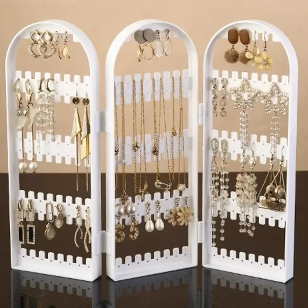 LaGloss® Inklapbare Sieraden Display - 180 Oorbellen - Kettingen - 28x10x2cm - Wit thumbnail