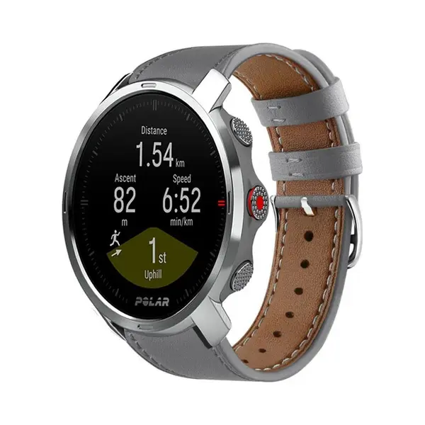 Strap-it Leren Smartwatch Bandje - Geschikt Voor Polar Grit X / Grit X Pro / Vantage M / M2 / M3 / V3 - Grijs thumbnail