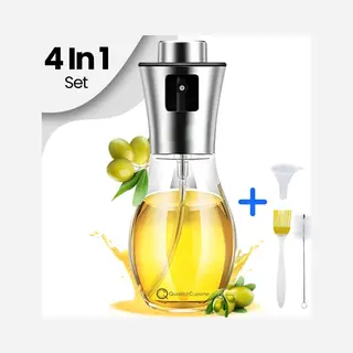 QualitéCuisine® Olie Sprayfles 200ml – Vernieuwde Versie – Olijfolie Sprayer / Olieverstuiver – Olie Dispenser Glas – Airfryer Accessoires
