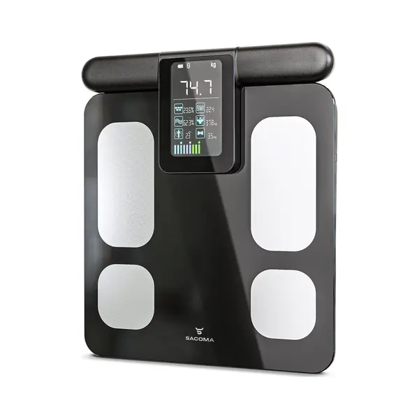 Sacoma Ultra Weegschaal Personenweegschaal Digitaal - Usb Oplaadbaar - Slimme Weegschalen Met 28x Lichaamsanalyse - Incl. App En Handvat thumbnail