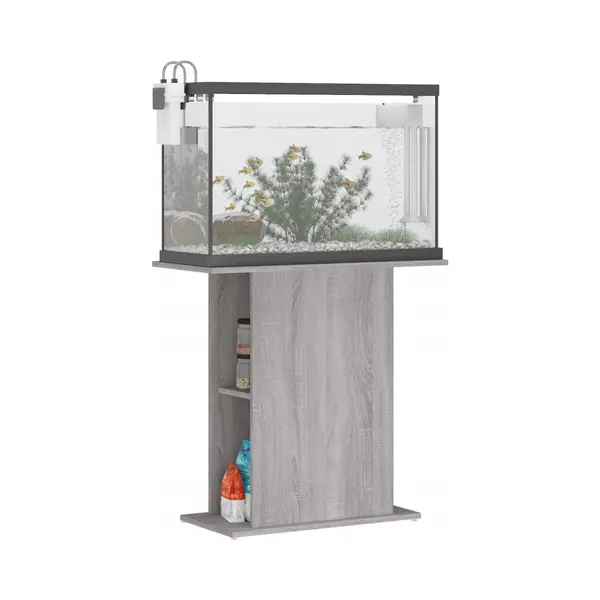 VidaXL Grey Sonoma Aquarium Stand - Engineered Wood Fish Tank Support With Storage - Modern Design For Home Decor - 36x75x72.5 Cm thumbnail