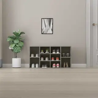 VidaXL Modern Shoe Bench In Grey Sonoma - Versatile Engineered Wood Seat With Ample Storage - Ideal For Entryway, Living Room, Bedroom