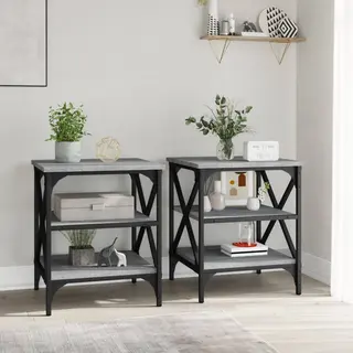 VidaXL Bijzettafels 2 St 40x42x50 Cm Bewerkt Hout Grijs Sonoma Eiken
