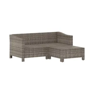 VidaXL 3-tlg. Garten-Lounge-Set Mit Kissen Grau Poly Rattan