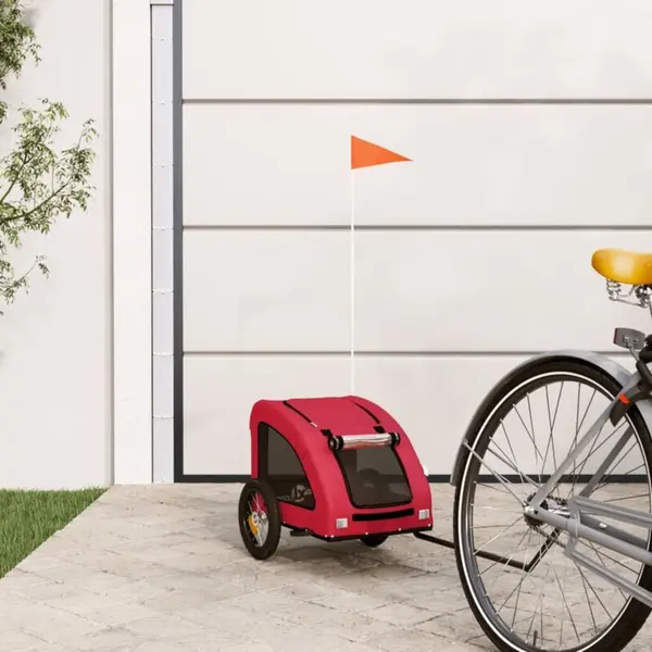 Pet Bike Trailer Red Oxford Fabric And Iron Vidaxl thumbnail