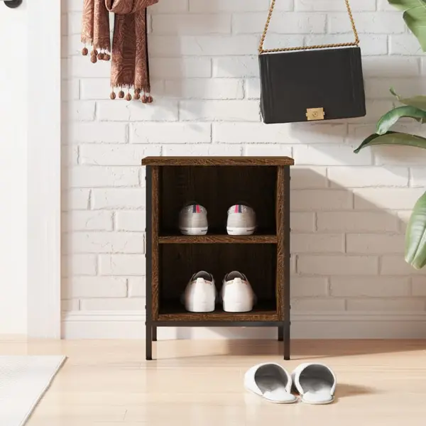 Shoe Cabinet Brown Oak 38x35x50 Cm Engineered Wood Vidaxl thumbnail