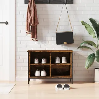 Shoe Cabinet Smoked Oak 69x35x50 Cm Engineered Wood Vidaxl