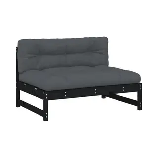 Mittelsofa Schwarz 120x80 Cm Massivholz Kiefer - Vidaxl