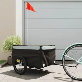 VidaXL Fahrradanhänger Schwarz Und Grau 45 Kg Eisen