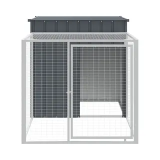 VidaXL Kippenhok Met Ren Antraciet 110x201x110 Cm Gegalvaniseerd Staal