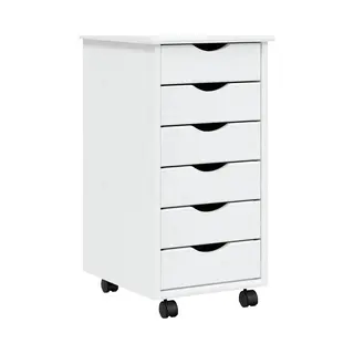 Rolling Cabinet With Drawers Moss White Solid Wood Pine Vidaxl
