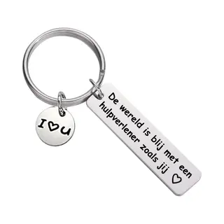 Fako Bijoux - Sleutelhanger De Wereld Is Blij Met Een Hulpverlener Zoals Jij - Cadeau - Geschenk - Zilverkleurig