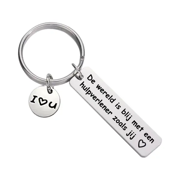 Fako Bijoux - Sleutelhanger De Wereld Is Blij Met Een Hulpverlener Zoals Jij - Cadeau - Geschenk - Zilverkleurig thumbnail