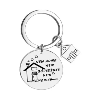 Fako Bijoux - Sleutelhanger New Home, New Adventure, New Memories - Huis - Sleutelring Tekst - Cadeau - Geschenk - Zilverkleurig