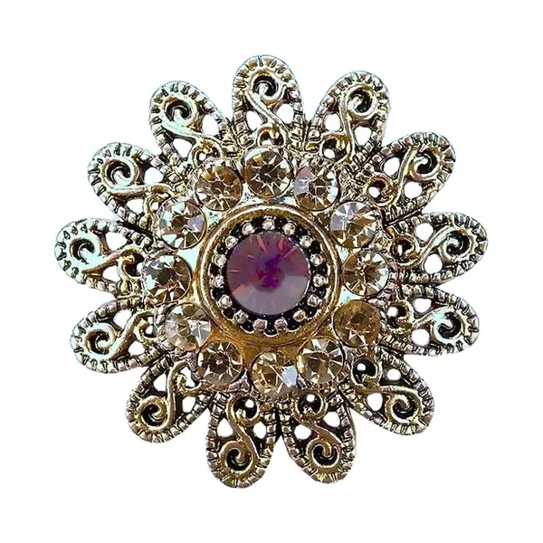 Fako Bijoux® - Broche - Bloem Retro - 32x32mm - Roze/Bruin thumbnail