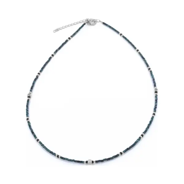 CO88 Collection 8CN-26370 Miyuki Kralen Ketting 45cm - Petrol - 40+5cm - 1, 8mm Dikte - Staal - Goudkleurig thumbnail