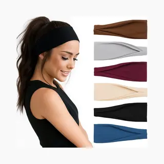 Botc Haarband - 6 Stuks Vouwen Haarbanden Set - 23*10CM - Dames Haarbanden - 6 Kleuren Mixen - Sport Yoga Haarbanden