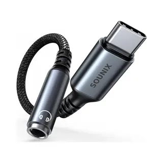 Sounix Usb C Aux - Usb-C Naar 3.5mm Trrs Hoofdtelefoon Jack Adapter - 16Bit - 48Khz - Usb C Jack - Audio Jack Kabel - Zwart