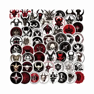 Duivel Satan Sticker - 56 Ronde Stickers Van 5 Cm - Gothic Voor Volwassenen