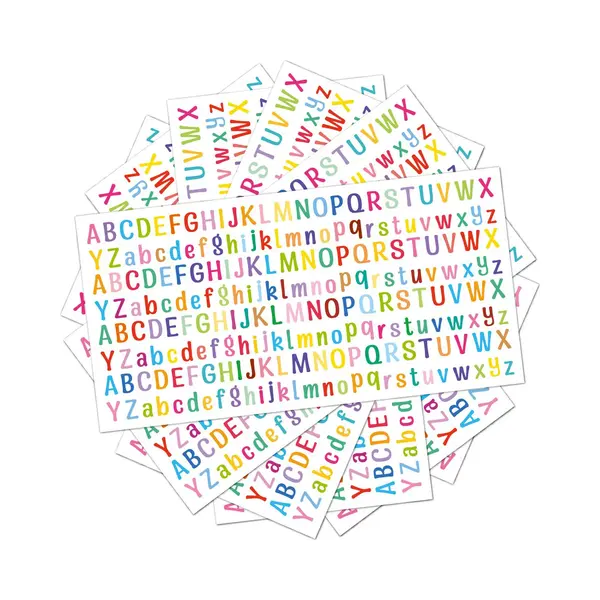 Winkrs Alfabet Sticker Vellen - Gekleurde Letters & Hoofdletters - 40x Alfabet 1, 5CM Stickers - Plakletters 5 Vellen thumbnail