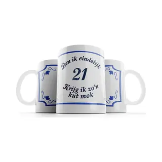 Grappige Mok - 21 Jaar Verjaardag - Verjaardag - Grappige Cadeaus - Cadeau - Mok Met Tekst - 330 Ml - Fotofabriek