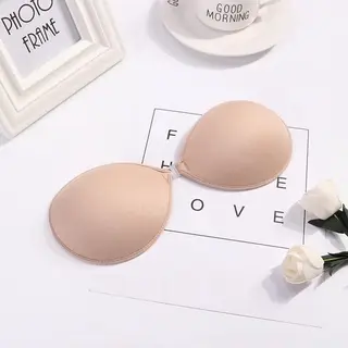 Sara Shop / Plak Bh / Plak Bh /Onzichtbare Push Up Bh Zelfklevende / Beha Backless Strapless / Gel Sticky Solid -Cup-D / Beige-Topkwaliteit